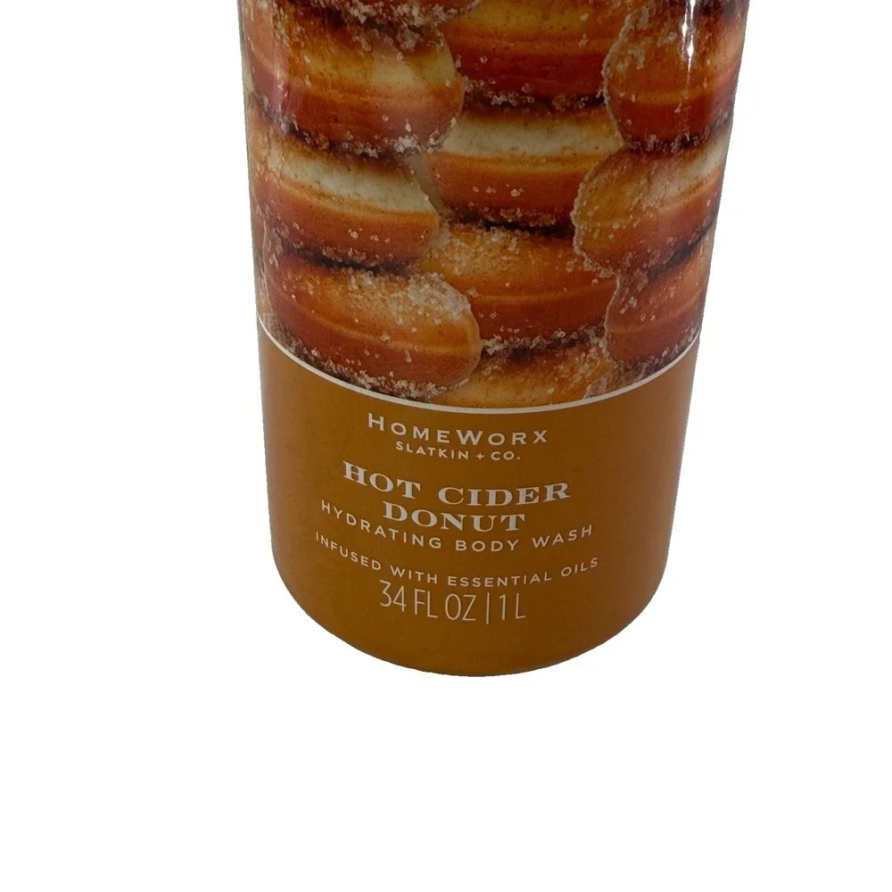 HomeWorx Slatkin Hot Cider Donut Hydrating Body Wash 34 oz Large Pump Bottle